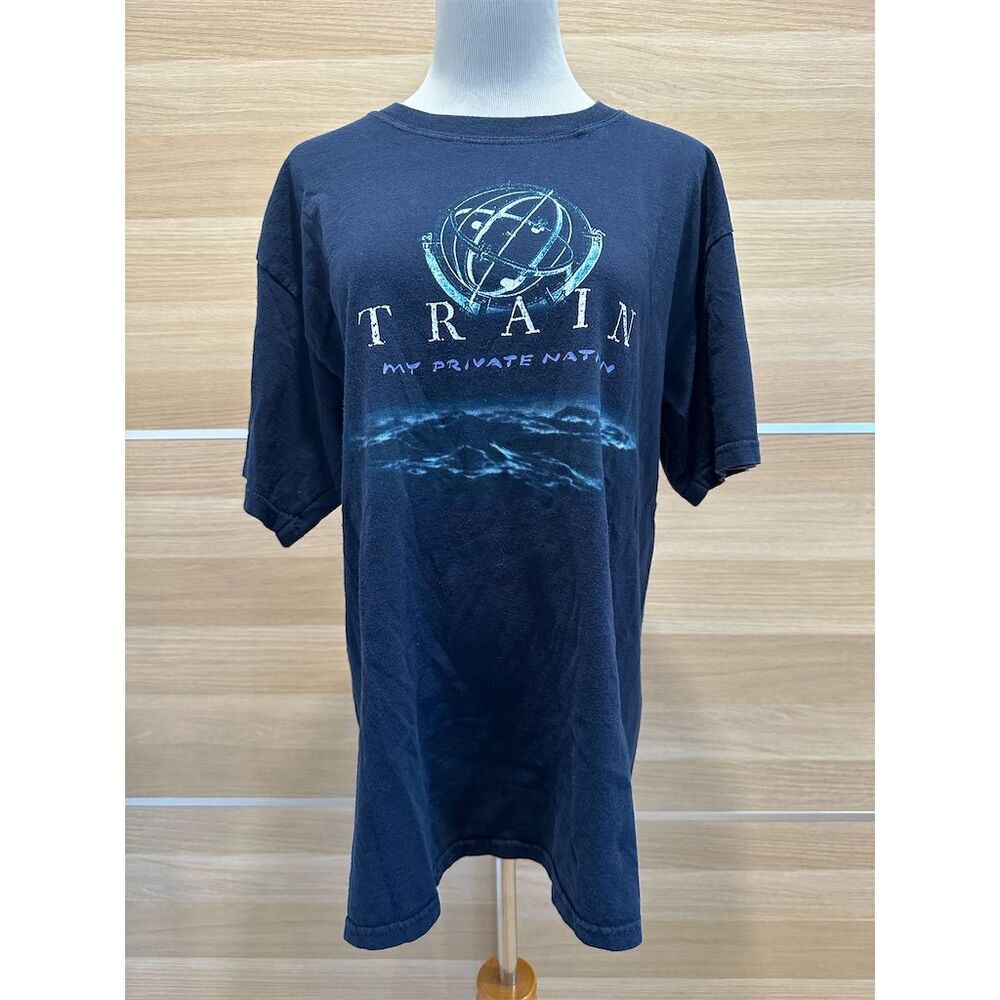 Vintage Train 2003 Concert T-Shirt Men's L blue Graphic Print Music Tour Tee